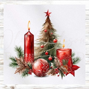 Kerststofpaneel - kerstkaars stoffenpaneel - quiltpaneel - quiltstof - print op stof - klein quiltpaneel - paneel om te quilten