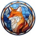 Wreath Sign, Stained Glass Look Fox Wreath Sign, Fox Wreath Sign, Round ...