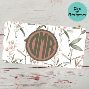 Floral Personalized License Plate- Car Tag with Name - Custom Gift - Vanity Plate - Personalized Car Plate - Front License Plate