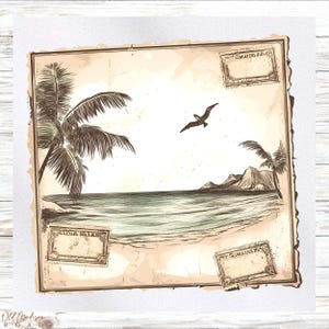 Beach Themed Fabric Panel - 50&#39;s Beach Fabric Panel-Quilt Panel - Quilting Fabric - Print on Fabric - Small Quilt Panel - Panel for Quilting