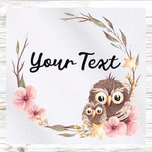 Personalized Fabric Panel - Owls Fabric Panel - Quilt Panel - Quilting Fabric - Print on Fabric - Small Quilt Panel -Panel for Quilting
