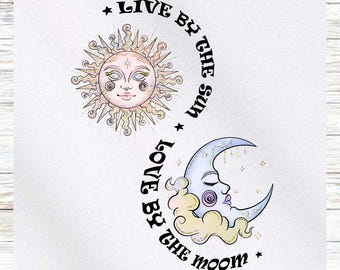 Panel de tela hippie - Panel de tela "Vive al sol" - Panel de acolchado - Tela para acolchado - Impresión en tela - Panel de acolchado pequeño - Panel para acolchado