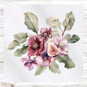 Floral Fabric Panel - Fig Fabric Panel - Quilt Panel - Quilting Fabric - Print on Fabric - Small Quilt Panel - Panel for Quilting