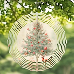 Christmas Wind Spinner - 10&quot; Christmas Wind Spinner - Reindeer Wind Spinner - Metal Wind Spinner - Christmas Yard Art