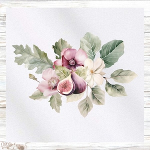 Floral Fabric Panel - Fig Fabric Panel - Quilt Panel - Quilting Fabric - Print on Fabric - Small Quilt Panel - Panel for Quilting