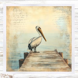 Beach Themed Fabric Panel - Pelican Fabric Panel - Quilt Panel - Quilting Fabric - Print on Fabric - Small Quilt Panel - Panel for Quilting