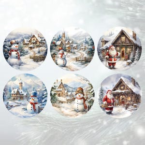 Winter Scenes Christmas Ornament - Snowman Christmas Ornament - Set of 6 Christmas Ornament - Winter Scene Ornament