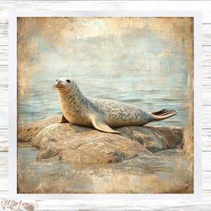 Beach Themed Fabric Panel - Seal Fabric Panel- Quilt Panel - Quilting Fabric - Print on Fabric - Small Quilt Panel - Panel for Quilting