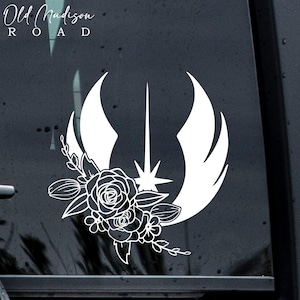 Floral Star Wars Decal - Jedi Order Decal - Jedi Decal - Star Wars Decal - Star Wars Car Decal - Rebel Alliance Sticker