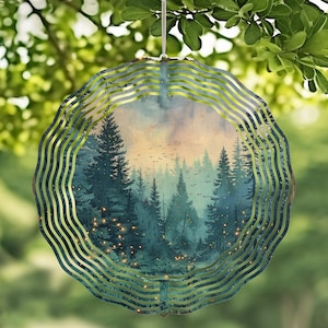 Wind Spinner - 10&quot; Wind Spinner - Firefly Wind Spinner - Mountain Scene Wind Spinner - Metal Wind Spinner - Yard Art