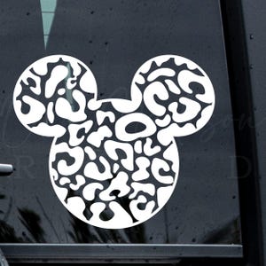 Leopard Print Mickey Decal, Mickey Mouse Head Vinyl Decal, Mickey Decal, Disney Car Decal, Disney Decal, Laptop Decal, Zentangle Mickey