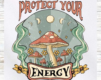 Panel de tela hippie - Protege tu energía - Panel de acolchado - Tela para acolchado - Impresión en tela - Panel de acolchado pequeño - Panel para acolchado
