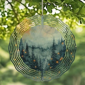 Wind Spinner - 10&quot; Wind Spinner - Firefly Wind Spinner - Mountain Scene Wind Spinner - Metal Wind Spinner - Yard Art