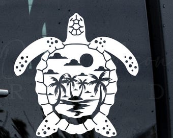 Adesivo Auto INDIGOS – Tartaruga Marina Honu Hawaiana – Sticker JDM In Argento, 93x88 Mm