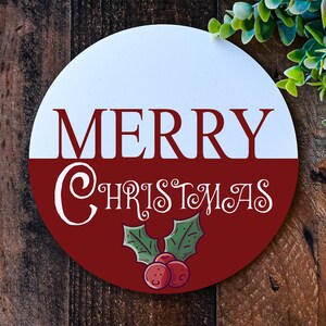 Christmas Wreath Sign, Christmas Sign, Merry Christmas Round Wreath, Christmas Round Metal Sign, Signs for Wreaths, Shelf Sitter