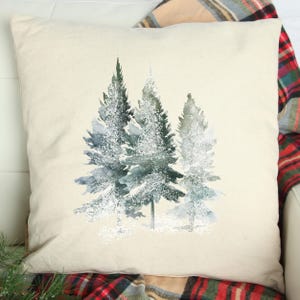 Watercolor Winter Pine Tree Pillow Cover - Christmas Trees Pillow Cover - Christmas Trees Pillow  - Winter Pillow