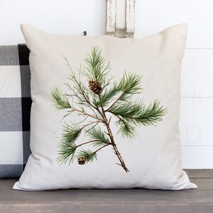 Watercolor Foliage Pillow Cover - Winter Sprig Pillow Cover - Winter Berries Pillow - Christmas Pillow- Winter Decoration