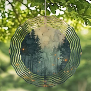 Wind Spinner - 10&quot; Wind Spinner - Firefly Wind Spinner - Mountain Scene Wind Spinner - Metal Wind Spinner - Yard Art