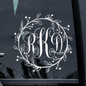 Monogram, Monogram Sticker, Monogram Car Decal, Custom Decal, Personalized Decal, Monogram for Car, Single Letter Monogram, Last Name Decal