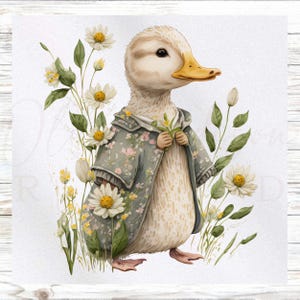 Duckling in Clothes Fabric Panel-Woodland Fabric Panel-Quilt Panel-Quilting Fabric- Print on Fabric - Small Quilt Panel - Panel for Quilting