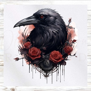 Crow Fabric Panel - Dark Fantasy Fabric Panel - Quilt Panel - Quilting Fabric - Print on Fabric-Small Quilt Panel - Panel for Quilting
