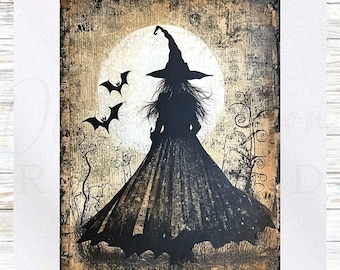 Halloween Fabric Panel - Witch Fabric Panel - Quilt Panel - Quilting Fabric - Print on Fabric - Small Quilt Panel - Panel for Quilting