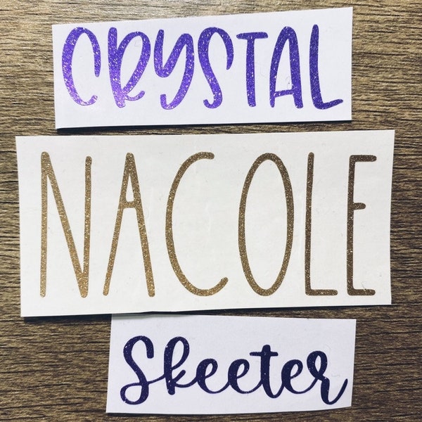 Custom Glitter Name Decal, Name Decal, Water Bottle Decal, Name Sticker, Personalized Decal, Glass Cups Sticker, Name Decals for Helmet