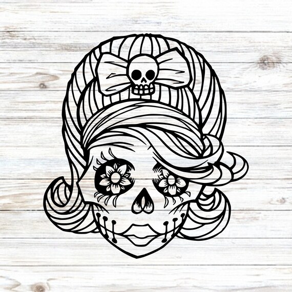 Rockabilly Sugar Skull Girl Vinyl Decal Sugar Skull Car - Etsy