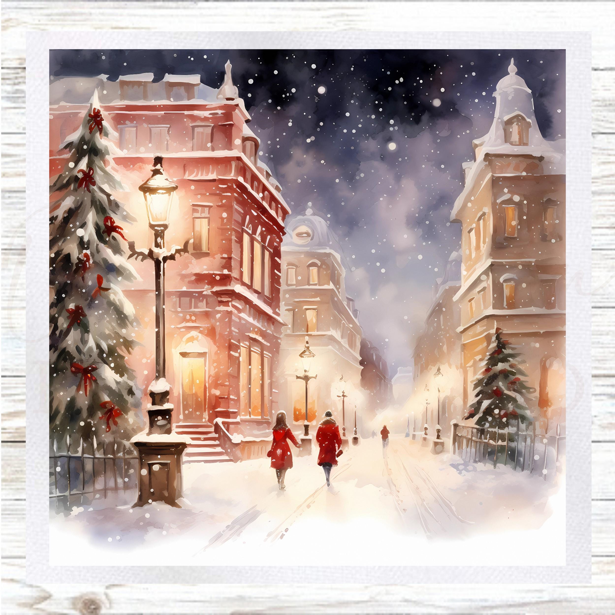 ビクトリア朝のクリスマスシーンファブリックパネル：キルト＆クラフト