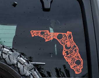 Florida State Decal, Florida Floral Decal, Florida Outline Decal, Florida Orange Decal, Florida Girl Decal, Southern Girl Decal