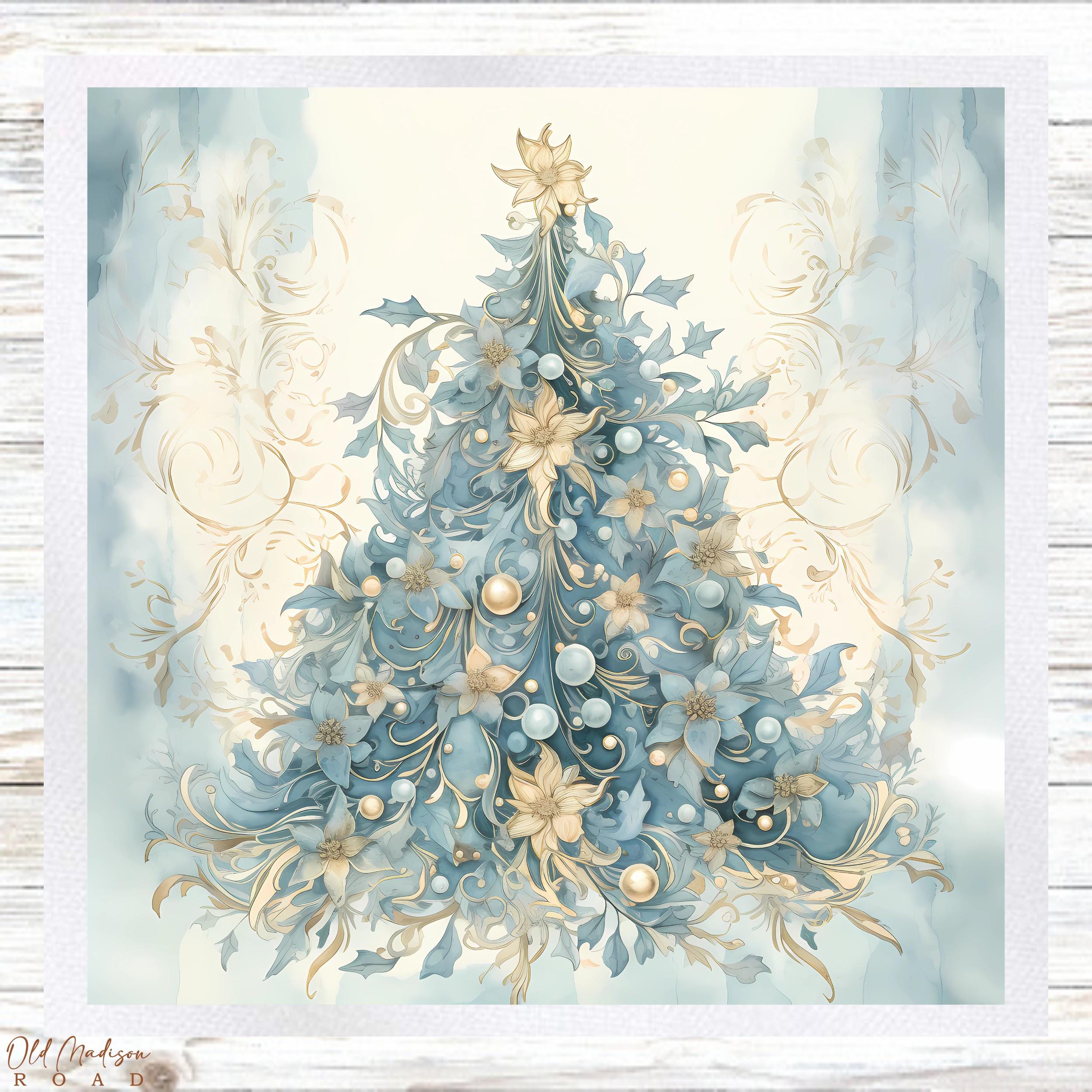 Christmas Fabric Panel - Light Blue Fabric Panel - Quilt Panel - Quilting Fabric - Print on Fabric - Small Quilt Panel-Panel for Quilting