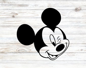 Winking Mickey Mouse Vinyl Decal, Mickey Sticker, Glitter Decal, Disney Decal