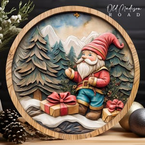 Christmas Wreath Sign - Christmas Sign - Winter Scene Wreath Sign - Wood Look Christmas Metal Sign - Signs for Wreaths - Christmas Sign