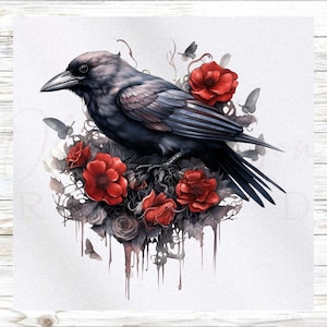 Crow Fabric Panel - Dark Fantasy Fabric Panel - Quilt Panel - Quilting Fabric - Print on Fabric-Small Quilt Panel - Panel for Quilting