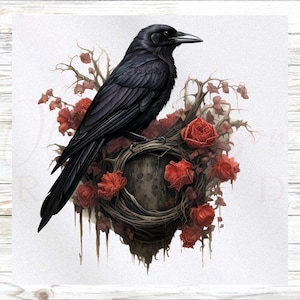 Crow Fabric Panel - Goth Fabric Panel - Quilt Panel - Quilting Fabric - Print on Fabric-Small Quilt Panel - Panel for Quilting