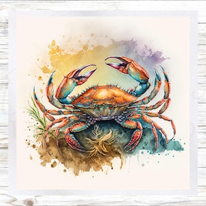 Ocean Themed Fabric Panel - Crab Fabric Panel- Quilt Panel - Quilting Fabric - Print on Fabric - Small Quilt Panel - Panel for Quilting