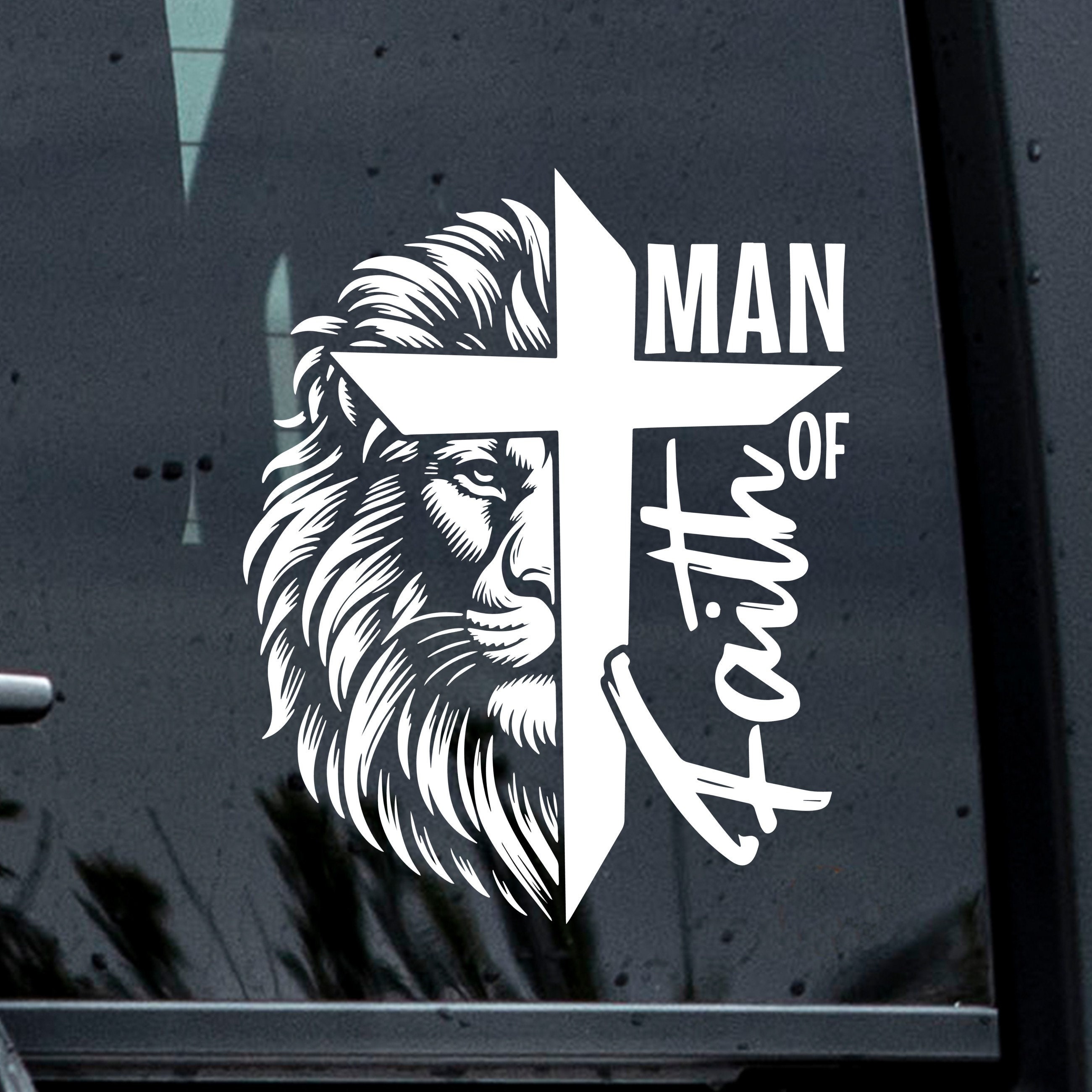 Man of Faith Decal, Christian Decal, God Car Decal, Forgiven Car Decal, Christian Car Decal, Gift For Mother, Jesus Decal, Lion Decal