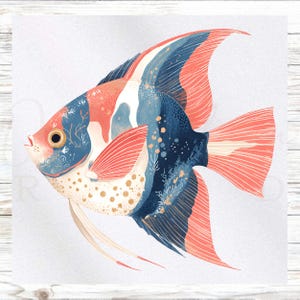 Angel Fish Fabric Panel - Sealife Fabric Panel- Quilt Panel - Quilting Fabric - Print on Fabric - Small Quilt Panel - Panel for Quilting