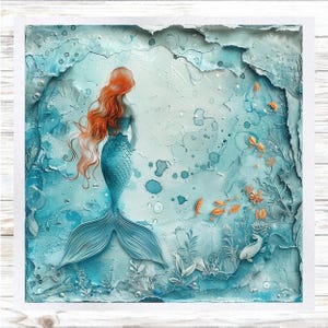 Beach Themed Fabric Panel - Mermaid Fabric Panel- Quilt Panel - Quilting Fabric - Print on Fabric - Small Quilt Panel - Panel for Quilting