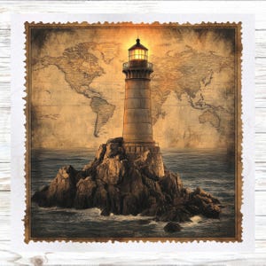 Beach Themed Fabric Panel - Lighthouse Fabric Panel-Quilt Panel - Quilting Fabric - Print on Fabric - Small Quilt Panel - Panel for Quilting