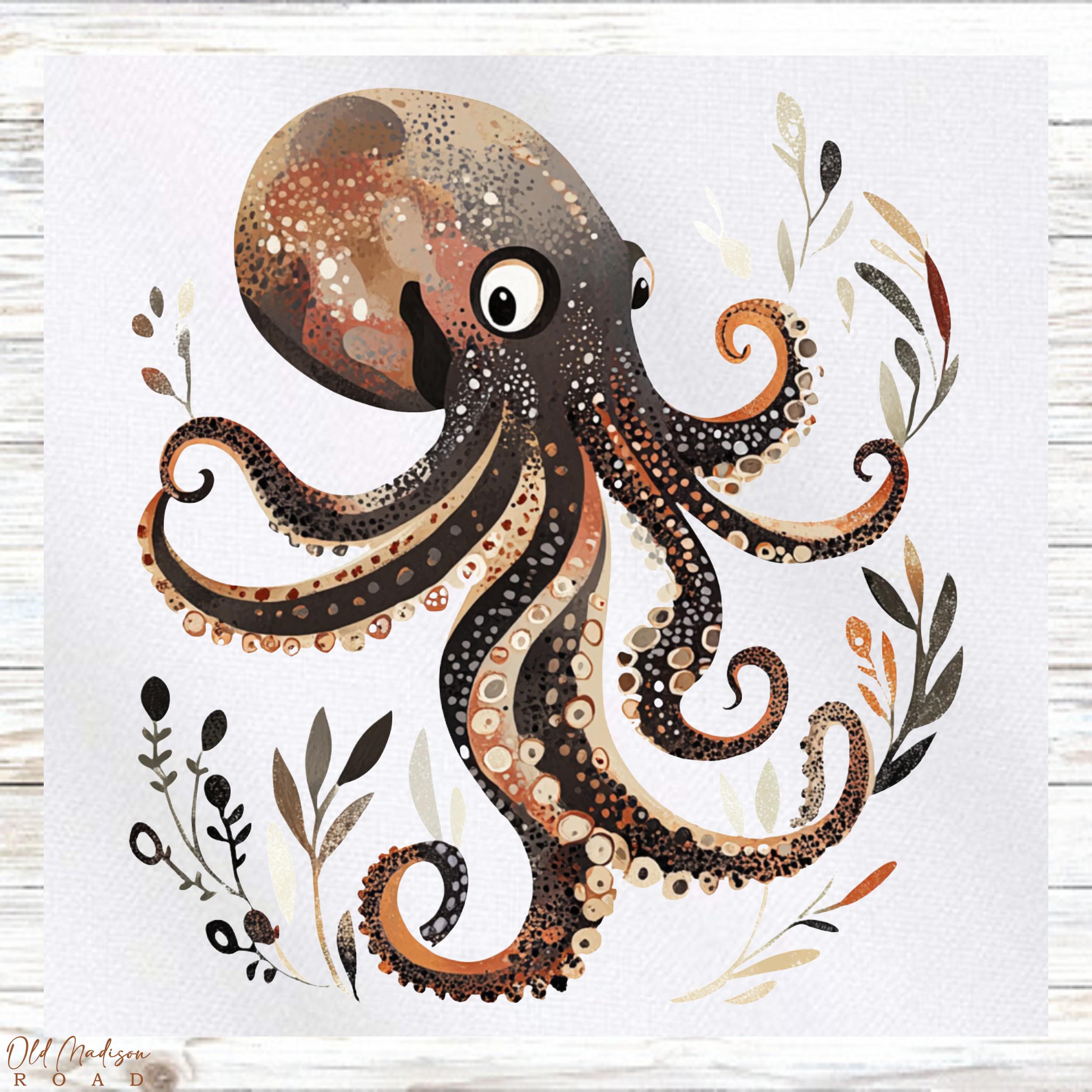 Octopus Fa Ric Panel Ocean Themed Fabric Panel - Octopus Fabric Panel- Quilt Panel ...