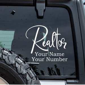 Realtor Decal, Real Estate Agent Decal, Real Estate Agent Sticker, Real Estate Agent gift, Real Estate Agent Contact Information