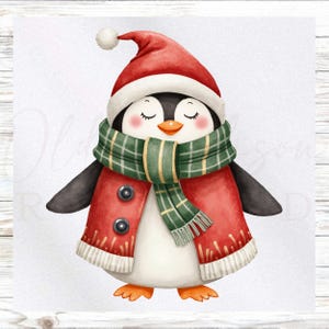 Stoffenpaneel kerst - stoffen paneel pinguïn - quiltpaneel - quiltstof - print op stof - klein quiltpaneel - paneel om te quilten