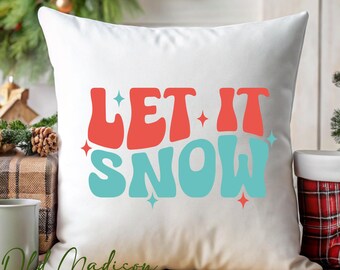 Christmas Pillow Cover - Retro Christmas Pillow - Let It Snow Pillow - Christmas Pillows - Christmas Throw Pillow - Pillow Cover