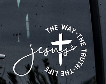 Jesus The Way Decal, Cross Decal, Christian Decal, God Car Decal, Forgiven Car Decal, Christian Car Decal, Gift For Mother, Jesus Decal