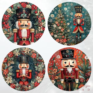Christmas Ornament Set - Folk Art Christmas Ornaments - Set of 4 Christmas Ornaments - Snowman Ornament - Nut Cracker Ornament -Gingerbread