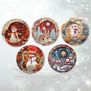 Christmas Ornament - Paper Quill Look Christmas Ornament - Set of 5 Christmas Ornaments - Printed Ornament - Ornament - Christmas Gift