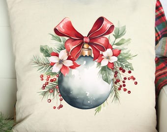 Christmas Pillow Cover - Christmas Ornament Pillow-Christmas Decor- Christmas Pillows - Christmas Throw Pillow - Pillow Cover - Vintage Look