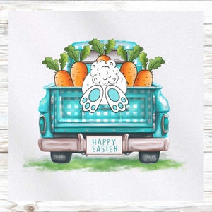Happy Easter Fabric Panel - Truck Fabric Panel - Quilt Panel - Quilting Fabric - Print on Fabric - Small Quilt Panel - Panel for Quilting