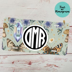 Moths and Crystal Personalized License Plate - Car Tag with Name - Custom Gift - Vanity Plate - Personalized Car Plate - Front License Plate